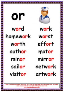 Phonics Poster – or Words 1 | Seomra Ranga