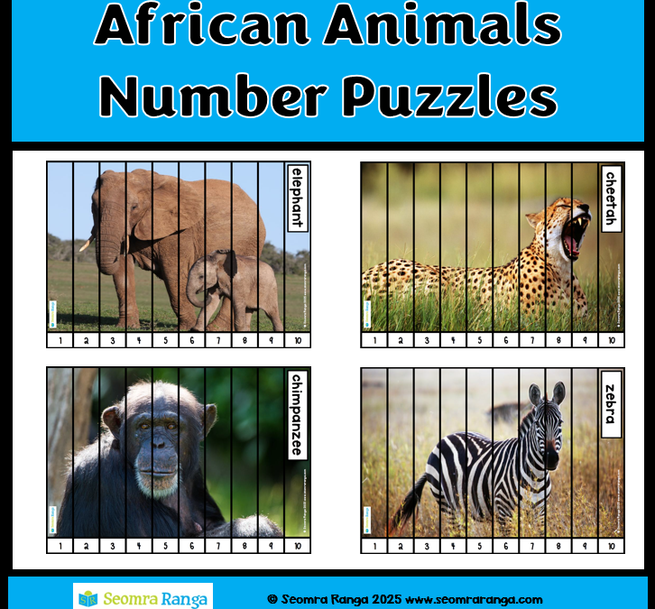 African Animals Number Puzzles 1-10